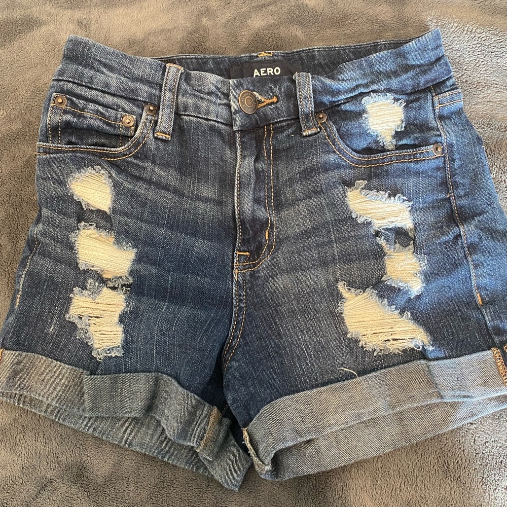 Aeropostale Blue Distressed Jean Shorts